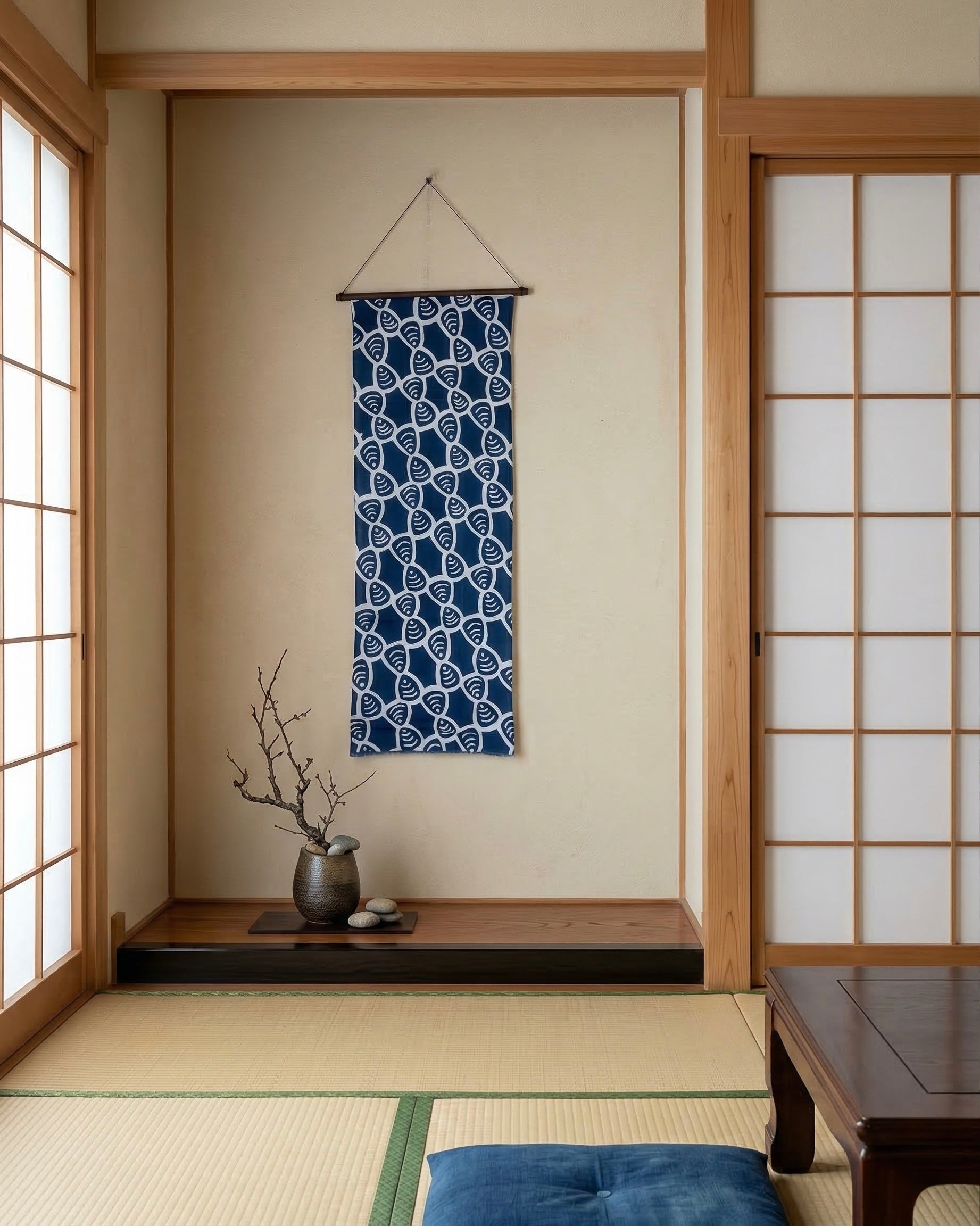 Indigo Tenugui – Light Shade: Clam