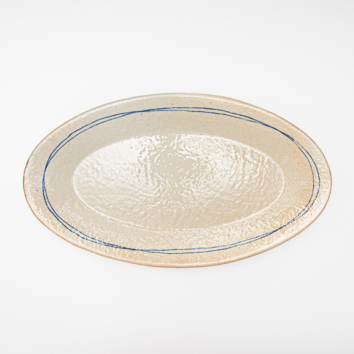 Shigaraki Ware Gosu Line Oval Long Plate