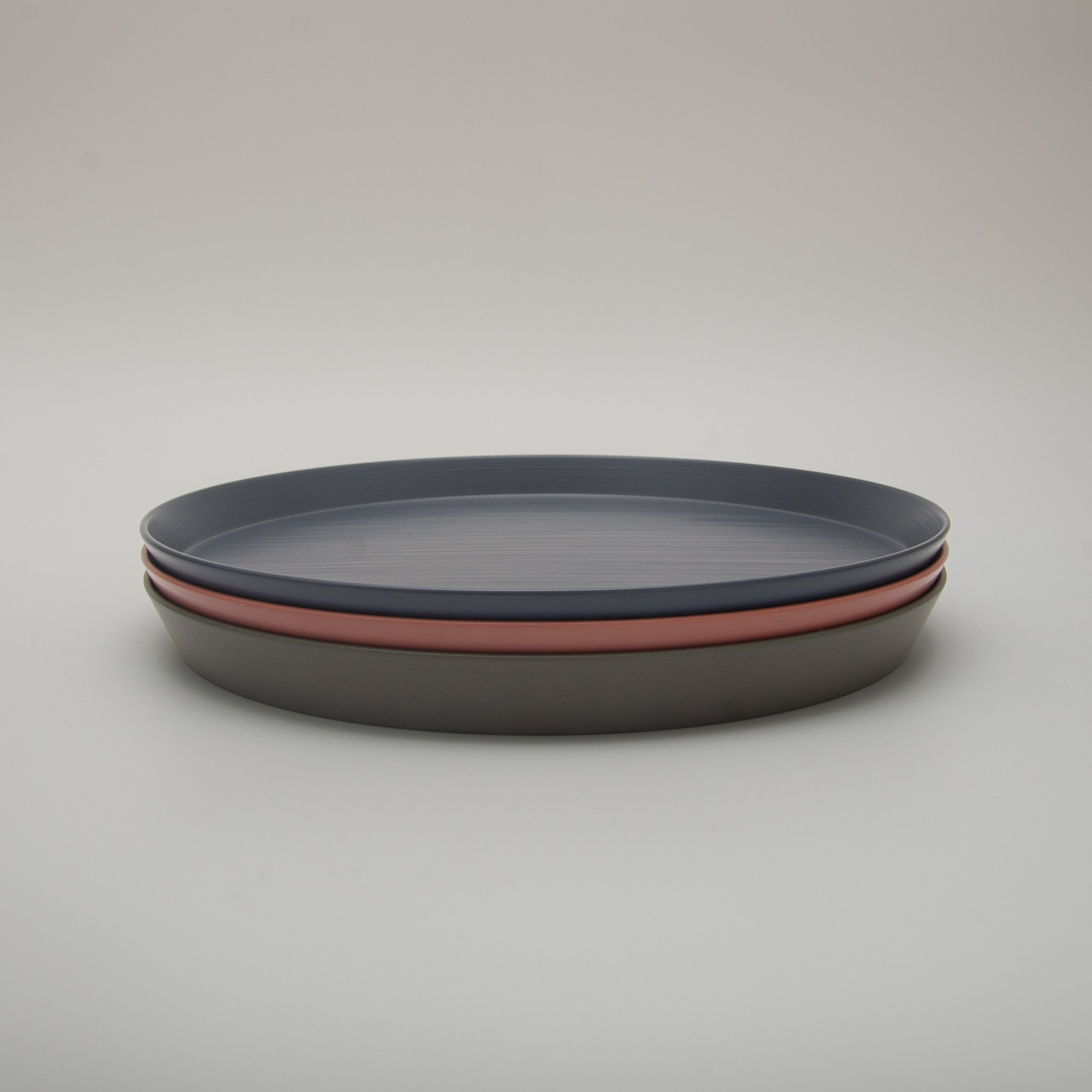 RIN&CO Lacquerware Plate Large Soft Blush Light Dove Grey