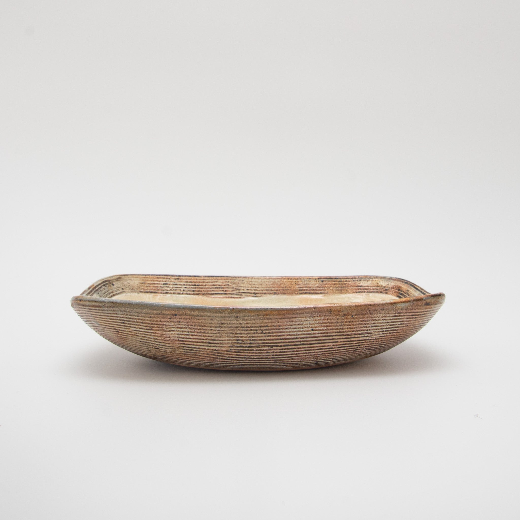 Shigaraki Ware Fuchiara Yokobori Rectangular Bowl