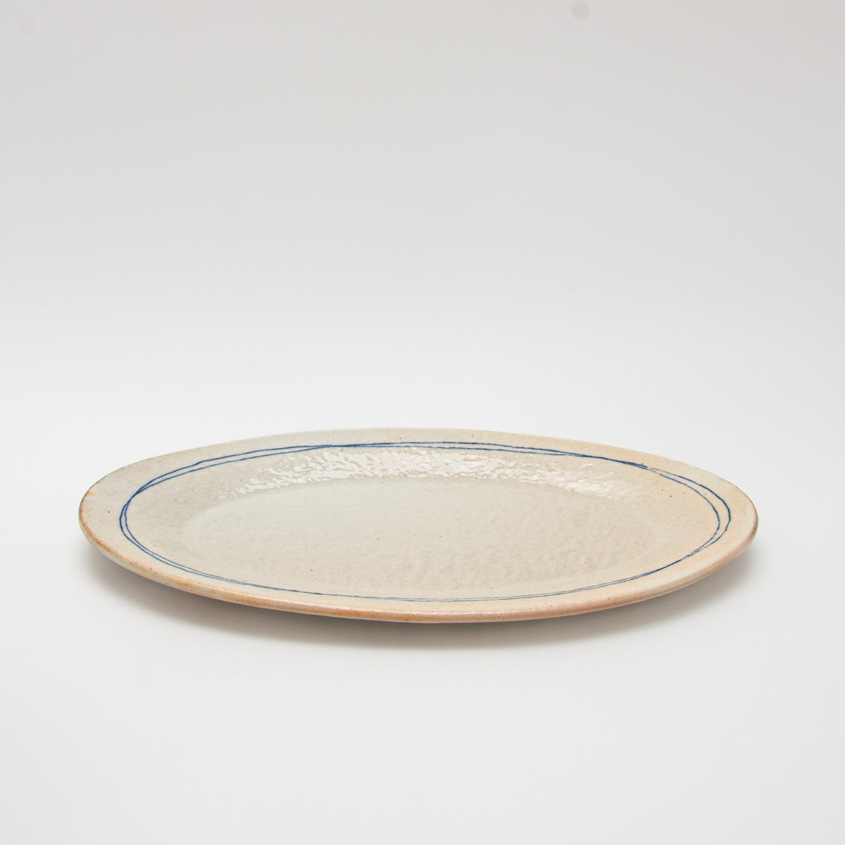 Shigaraki Ware Gosu Line Oval Long Plate